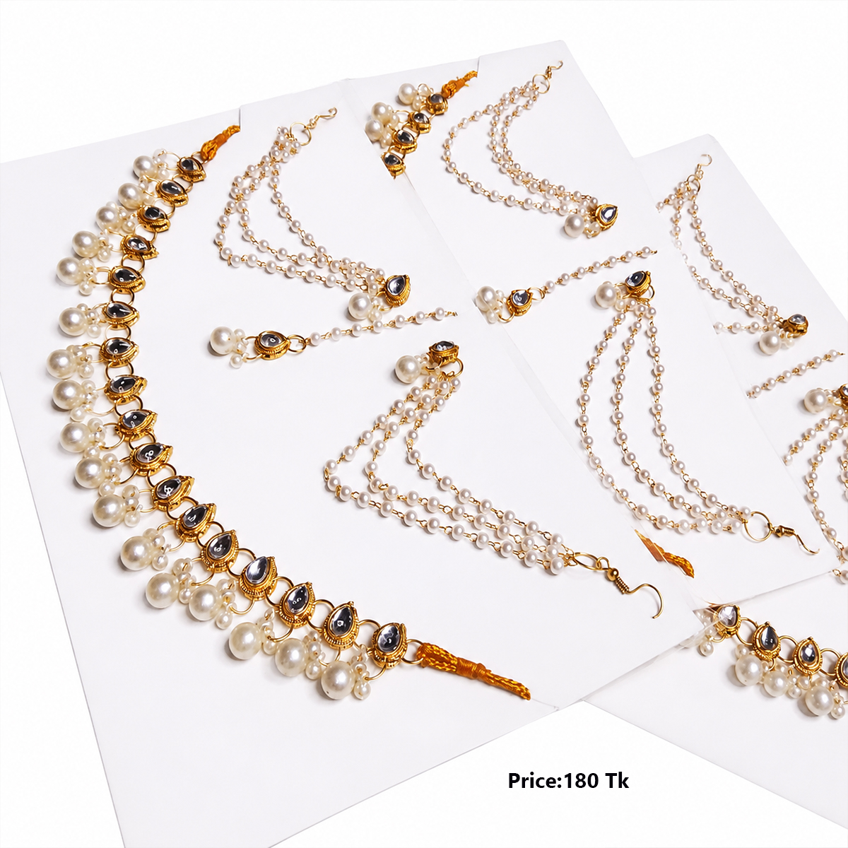 Pearl & Golden Design Jewelry Set - Image 3