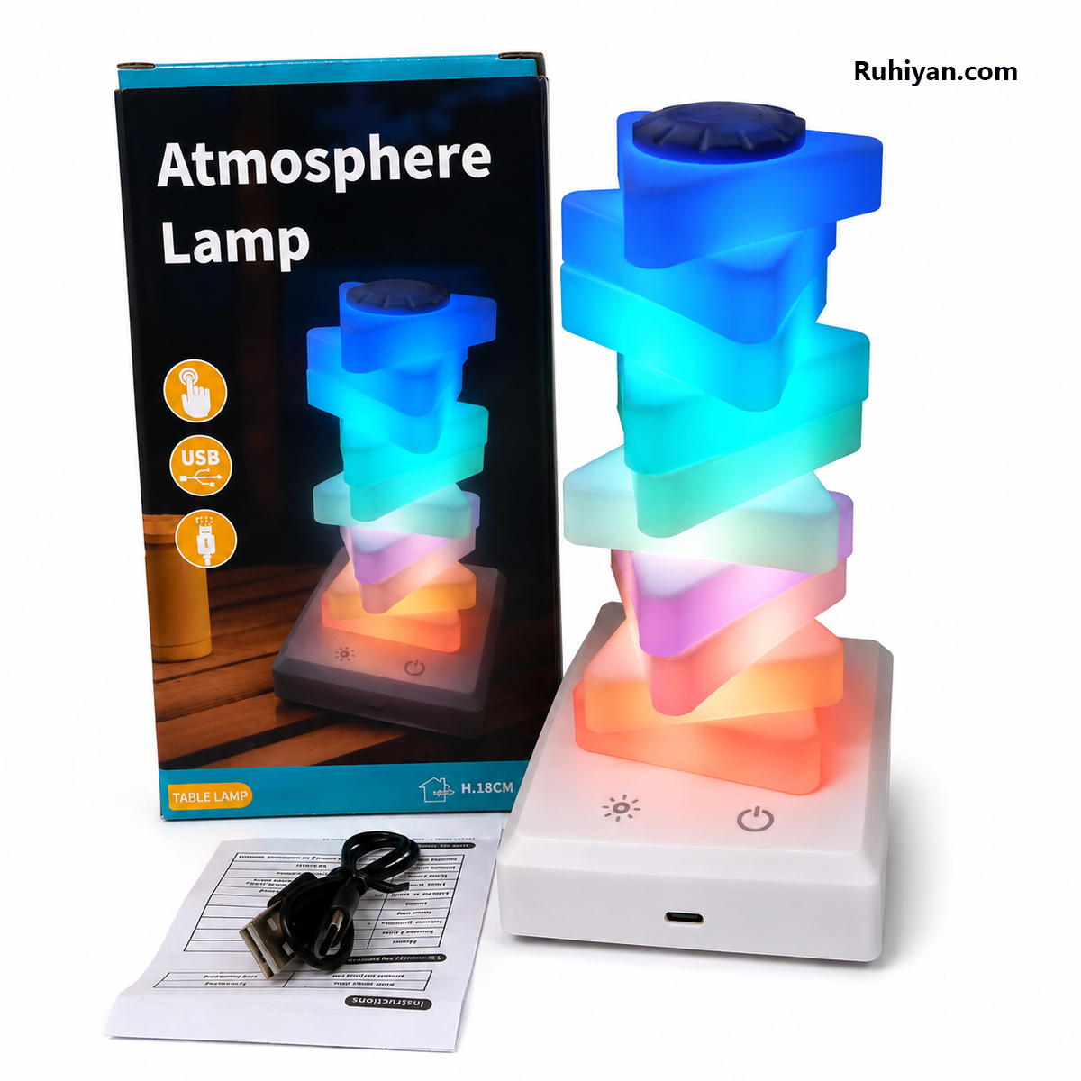 Atmosphere Lamp – Multicolor LED Table Lamp | USB Rechargeable Decorative Lamp